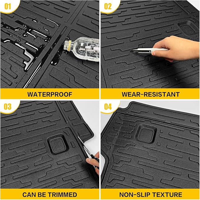 Trunk Mat with Net for 2018-2025 Jeep Wrangler JL Unlimited 4X4 Accessories All Weather Protection Rear Trunk Liner Cargo Net for 18-25 JL JLU Gas Type 4 Door(Not for 4XE)