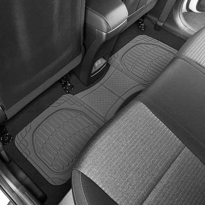 Motor Trend FlexTough Floor Mats for Cars, Gray Deep Dish All-Weather Mats, Waterproof Trim-To Fit Automotive Floor Mats for Trucks SUV, Universal Liner Car Accessories