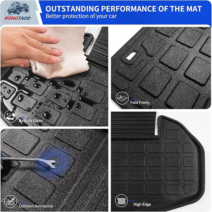 Rongtaod Floor Mat Compatible with 2014-2019 Toyota Highlander Trunk Mat Cargo Mat Cargo Liner Back Seat Cover Protector Floor Liner 2019 Highlander Accessories (Trunk Mat with Backrest Mat+Floor Mat)