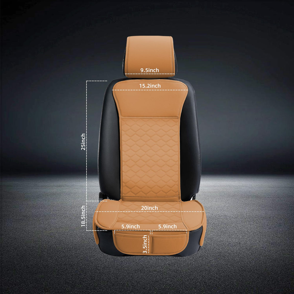 2PCs Front Car Seat Covers Leather Car Seat Protector Universal fit for Most Cars SUVs and Trucks Water Proof Seat Protector Whiskey Color (Cognac)