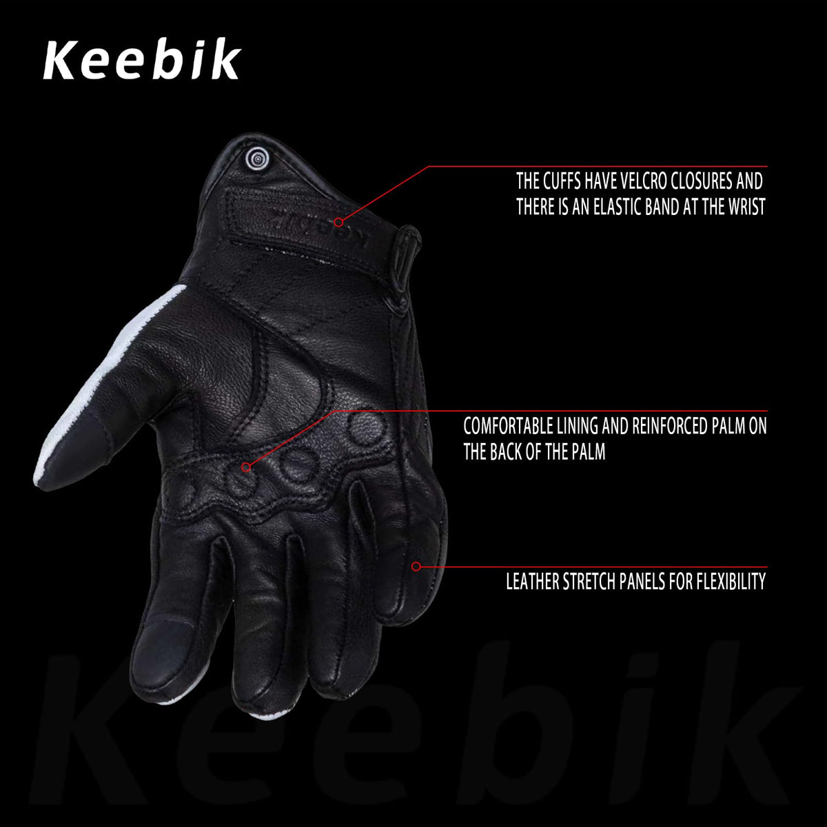 Goatskin Leather Motorcycle Motorbike Powersports Racing Gloves Reflective Skull Touchscreen for Men and Women Model (HEE8 / X-Large)