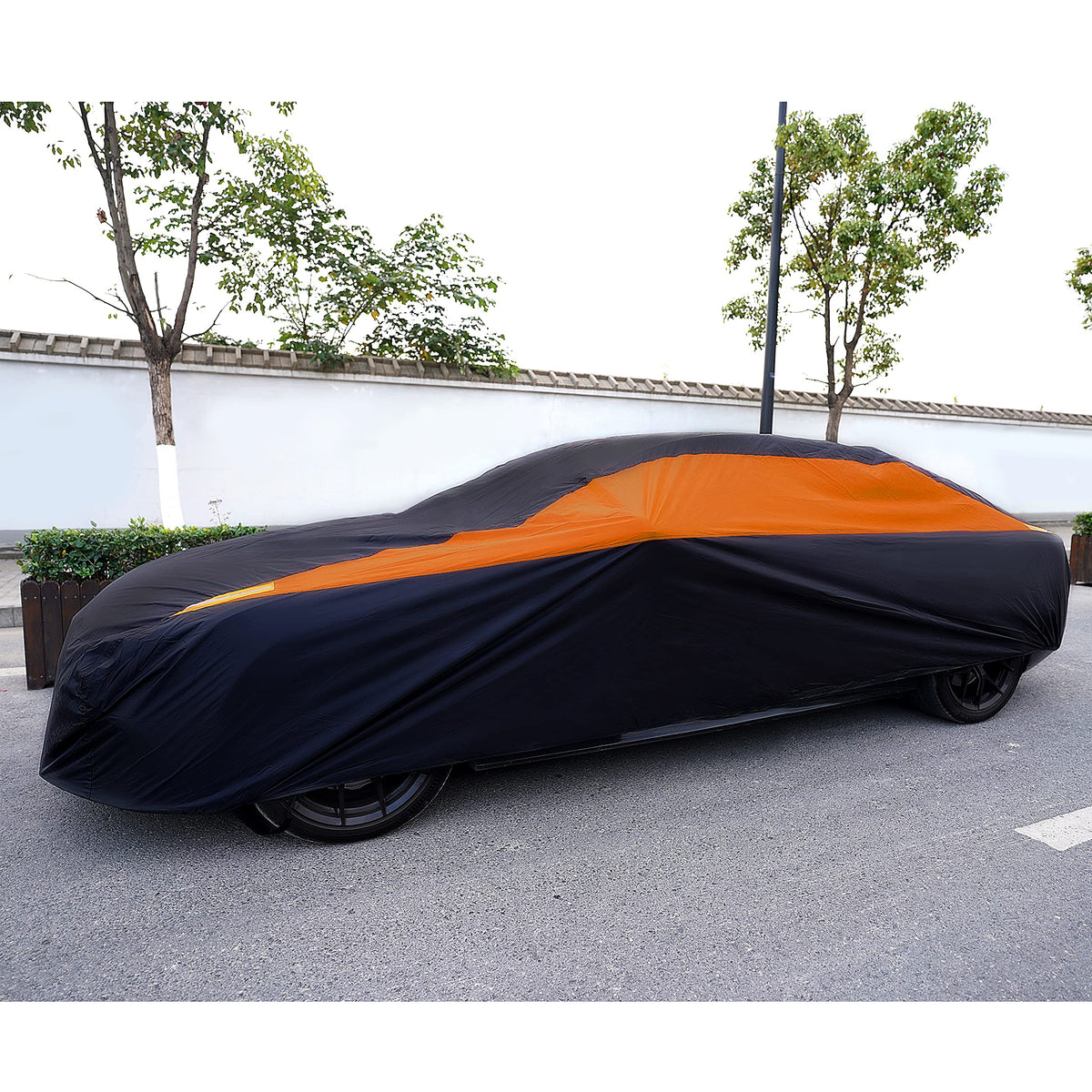 Waterproof Car Cover All Weather Snowproof UV Protection Windproof Outdoor Full car Cover (A4-Fit Sedan Length(186-193 inch) / Orange)