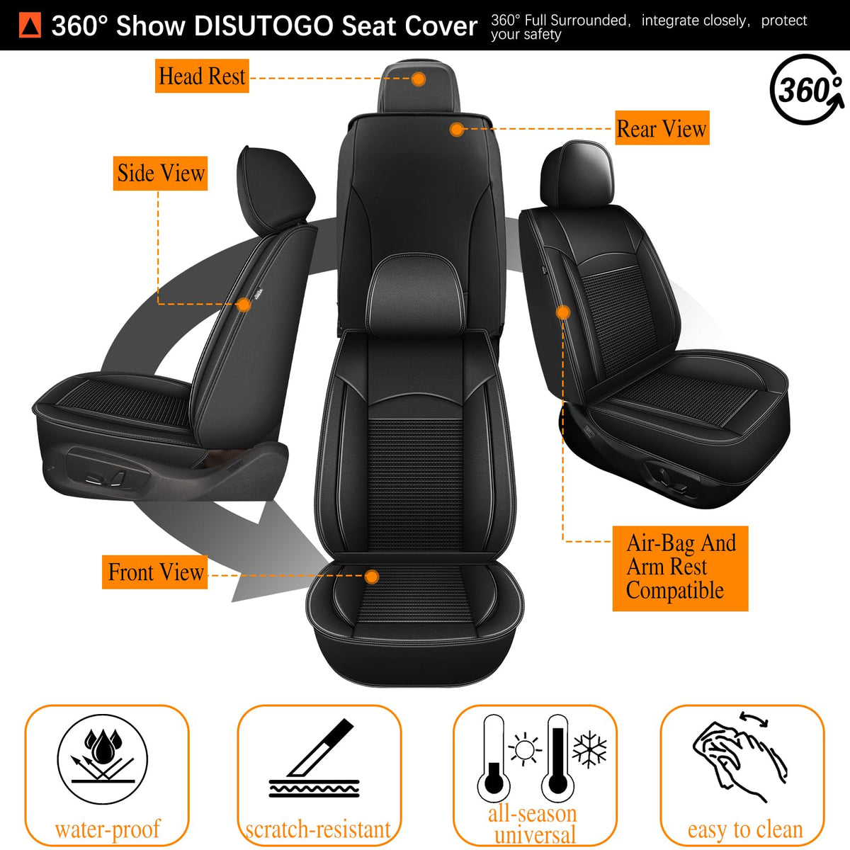 Seat Covers Fit for Subaru WRX 2015 (015-Black / 104.WRX 2015-2026-5 seat covers full set)