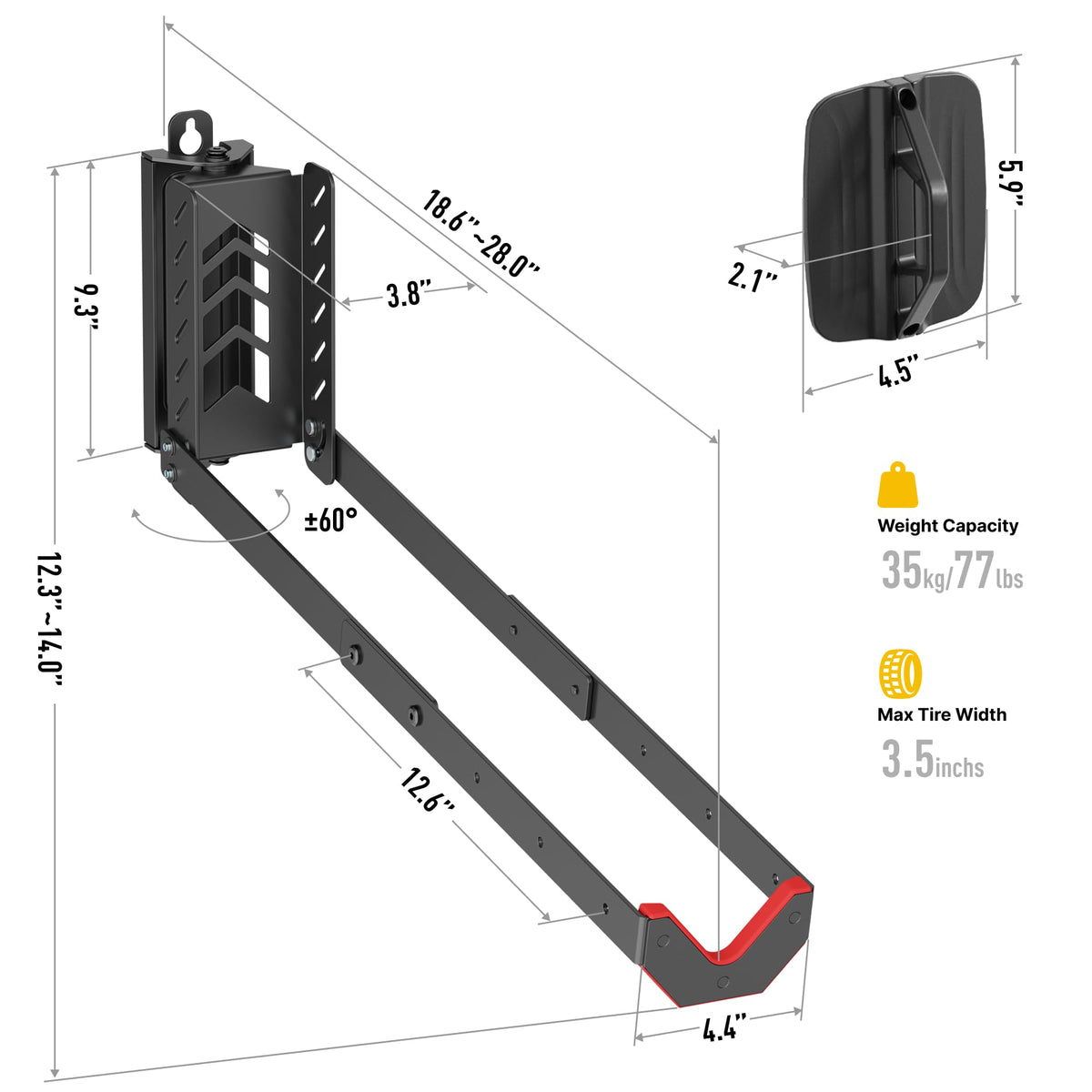 No Lift Swivel Bike Wall Mount (4-Pack)