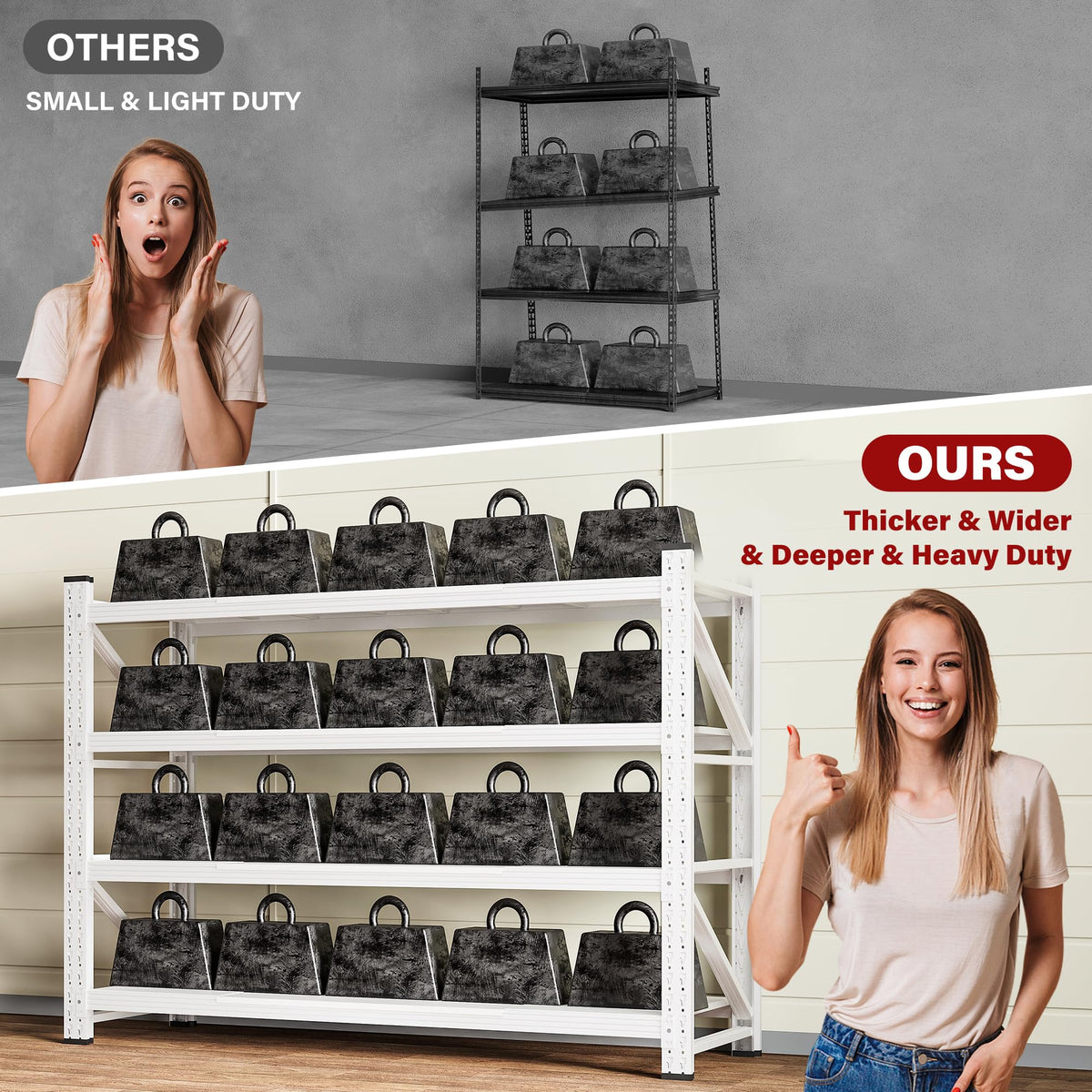 5000LBS Heavy Duty Garage Shelving Units (White / 60"Wx24"Dx70"H)