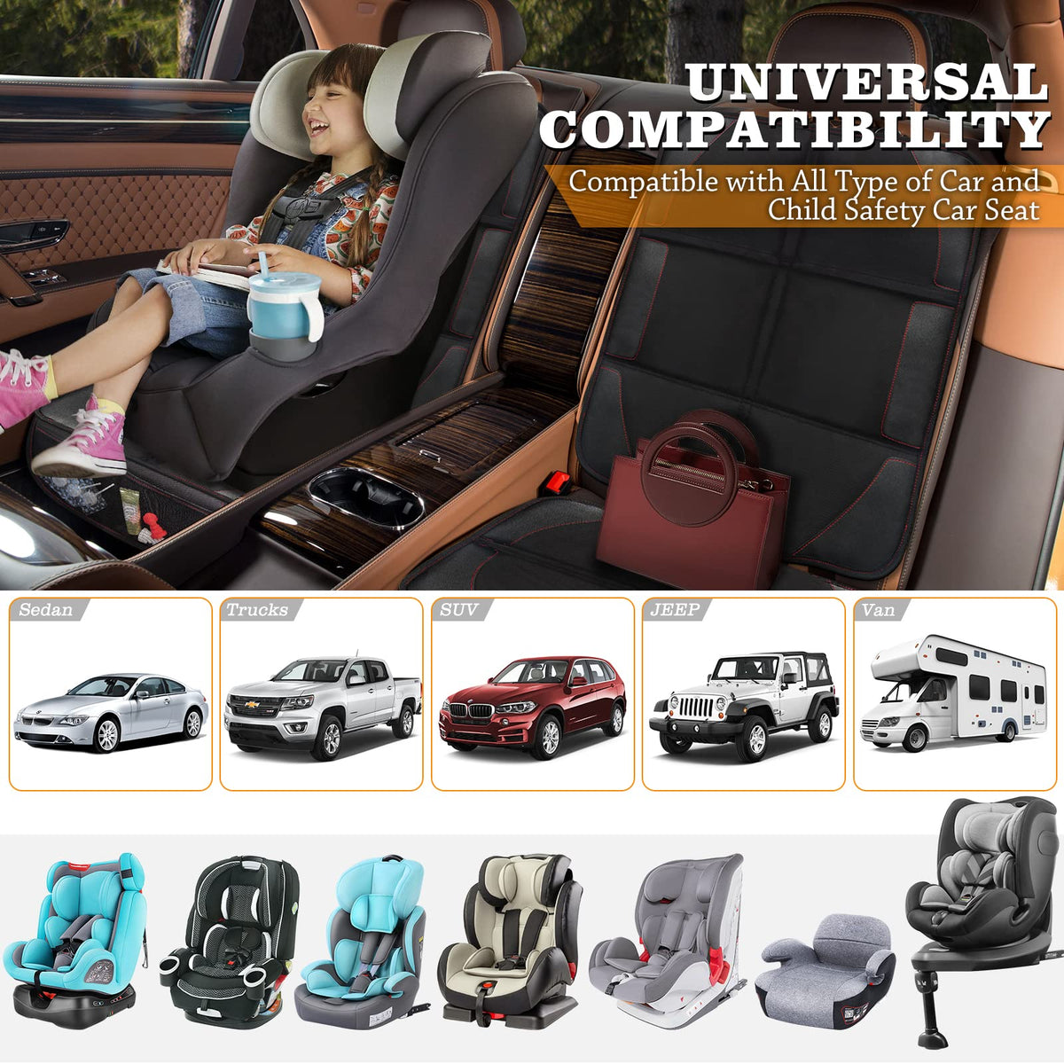 Car Seat Protector 2 Pack (2 Pack Black)