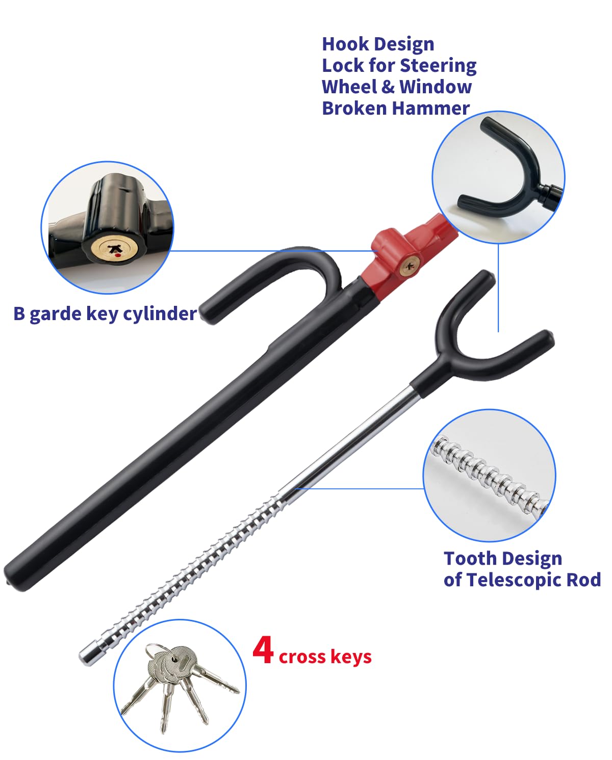 Steering Wheel Lock Anti (Two hooks / BlackRed)
