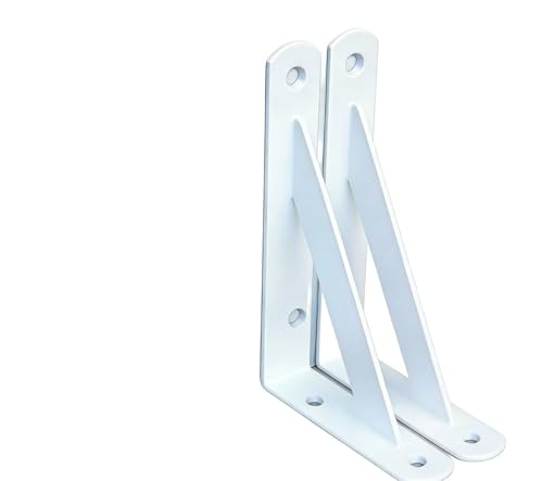 2 Pack L5 x H 3" White Heavy Duty Shelf Brackets with Screws Metal Shelf Brackets Shelf Support Angle Brackets for Shelves L Brackets Heavy Duty Floating Shelf