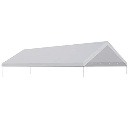 12'x20' Carport Replacement Canopy Cover for Car Garage Shelter Tent Party Tent Top Tarp with Ball Bungees
