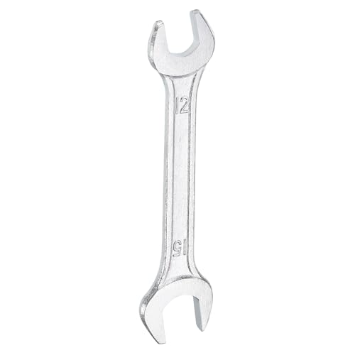 Double Open End Wrench 12mm x 15mm Metric 15 Degree Offset Angle Small Flat Head Wrench Galvanizing Open Ended Spanner for Automotive Repair Furniture Assembly