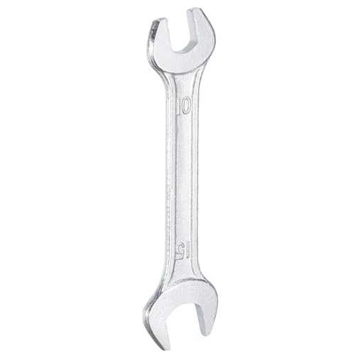 Double Open End Wrench 10mm x 15mm Metric 15 Degree Offset Angle Small Flat Head Wrench Galvanizing Open Ended Spanner for Automotive Repair Furniture Assembly