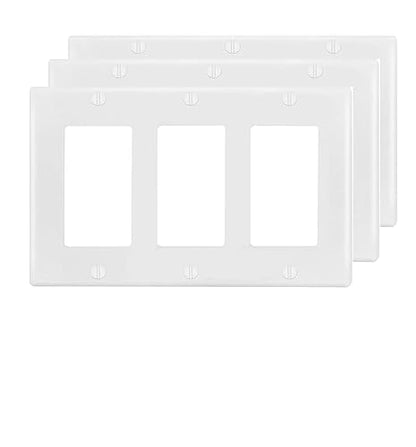 3 Gang Switch Outlet Wall Plate Cover Decorator Electrical Faceplate for Light Switch (3 Count)