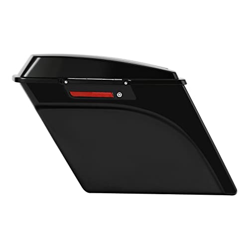 Motorcycle Stretched Saddlebags Vivid Black 5" Extended Hard Saddle Bags W
