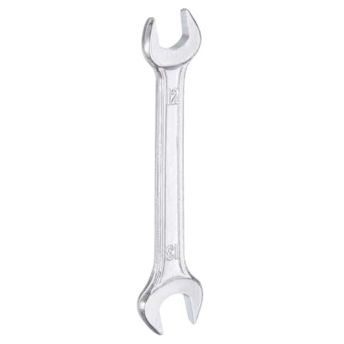 Double Open End Wrench 12mm x 13mm Metric 15 Degree Offset Angle Small Flat Head Wrench Galvanizing Open Ended Spanner for Automotive Repair Furniture Assembly