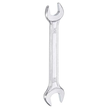 Double Open End Wrench 12mm x 13mm Metric 15 Degree Offset Angle Small Flat Head Wrench Galvanizing Open Ended Spanner for Automotive Repair Furniture Assembly