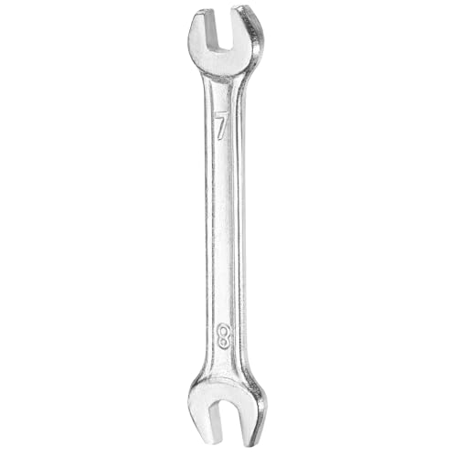 Double Open End Wrench 7mm x 8mm Metric 15 Degree Offset Angle Small Flat Head Wrench Galvanizing Open Ended Spanner for Automotive Repair Furniture Assembly