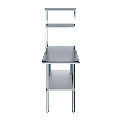 Stainless Steel Work Table Double Tier Overshelf