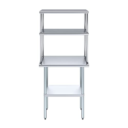 Stainless Steel Work Table Double Tier Overshelf
