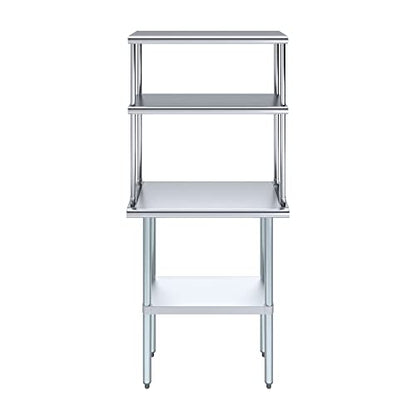 Stainless Steel Work Table Double Tier Overshelf
