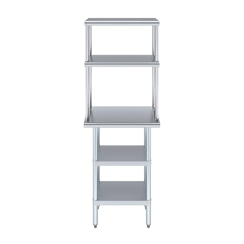 Stainless Steel Work Table with 2 Shelves and 12" Overshelf (2 Count)