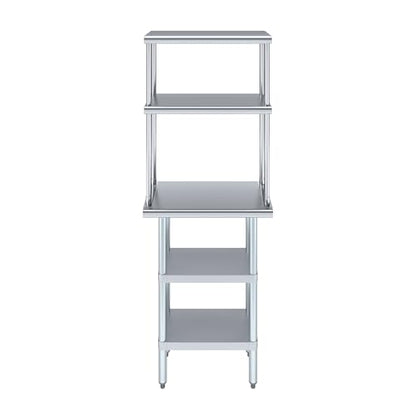 Stainless Steel Work Table with 2 Shelves and 12" Overshelf (2 Count)