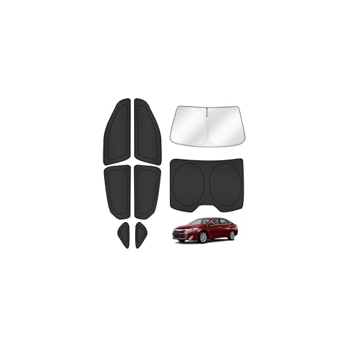 Windshield Sun Shade for Toyota Avalon 2013 2014 2015 2016 2017 2018 Car Window Shades Thicken UV Block and Blackout Privacy Foldable Sunshades 8PCS Accessories Keep Cool Sun Visor Covers (8 Count)