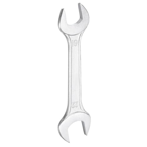 Double Open End Wrench 19mm x 22mm Metric 15 Degree Offset Angle Small Flat Head Wrench Galvanizing Open Ended Spanner for Automotive Repair Furniture Assembly