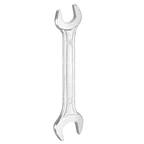 Double Open End Wrench 14mm x 17mm Metric 15 Degree Offset Angle Small Flat Head Wrench Galvanizing Open Ended Spanner for Automotive Repair Furniture Assembly