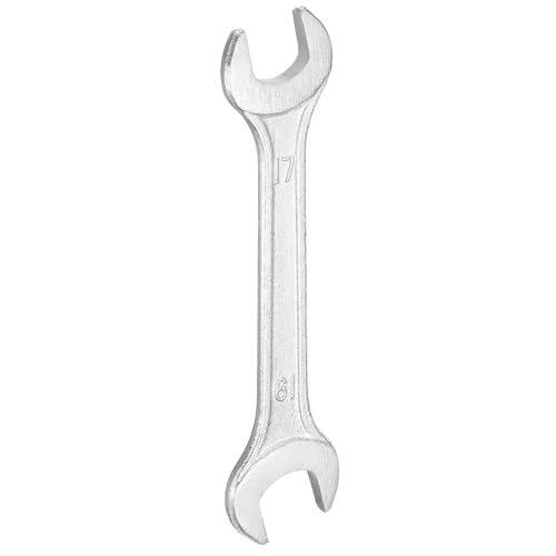 Double Open End Wrench 17mm x 19mm Metric 15 Degree Offset Angle Small Flat Head Wrench Galvanizing Open Ended Spanner for Automotive Repair Furniture Assembly