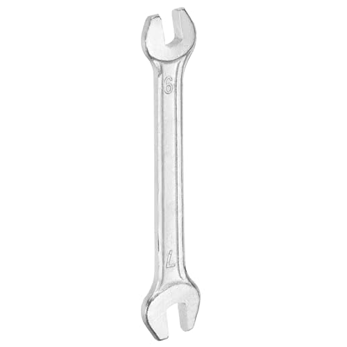 Double Open End Wrench 6mm x 7mm Metric 15 Degree Offset Angle Small Flat Head Wrench Galvanizing Open Ended Spanner for Automotive Repair Furniture Assembly