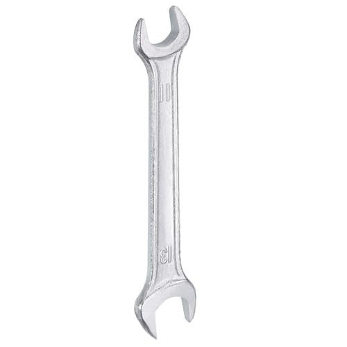 Double Open End Wrench 11mm x 13mm Metric 15 Degree Offset Angle Small Flat Head Wrench Galvanizing Open Ended Spanner for Automotive Repair Furniture Assembly