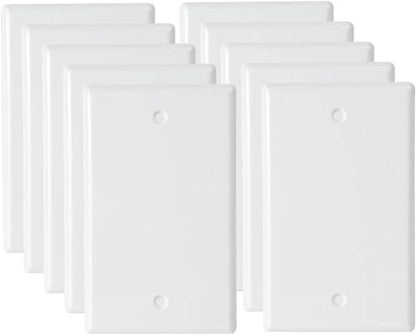 1 Gang Blank Wall Plate Outlet Cover Plate Unbreakable Polycarbonate Thermoplastic Single Blank Faceplate Electrical Receptacle Cover (10 Count)