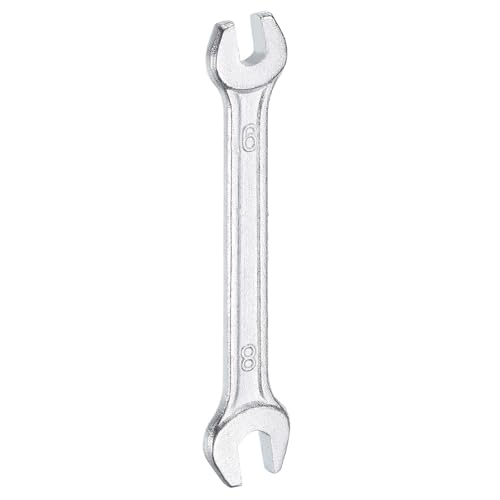 Double Open End Wrench 6mm x 8mm Metric 15 Degree Offset Angle Small Flat Head Wrench Galvanizing Open Ended Spanner for Automotive Repair Furniture Assembly