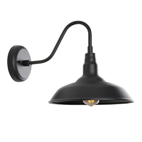 Black Gooseneck Barn Light for Farmhouse 10 Inch Dome Exterior Lights Fixture with Wall Mount