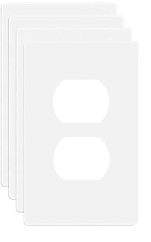 1 Gang Screwless Duplex Wall Plate Cover Single Switch Outlet Electrical Faceplate for Light Switch (4 Count)