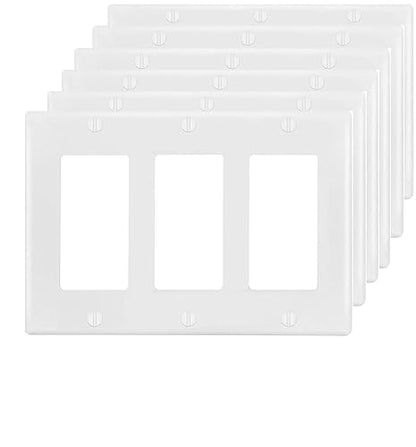 3 Gang Switch Outlet Wall Plate Cover Decorator Electrical Faceplate for Light Switche (6 Count)