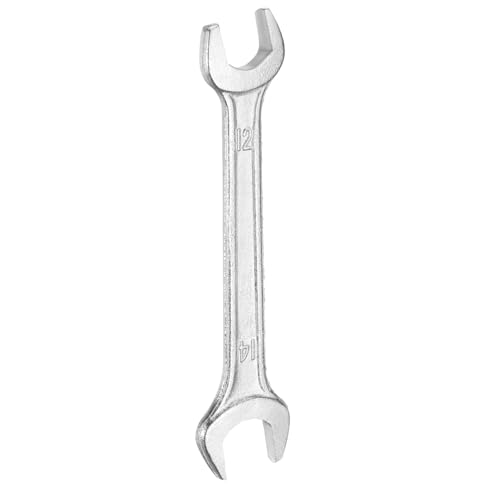 Double Open End Wrench 12mm x 14mm Metric 15 Degree Offset Angle Small Flat Head Wrench Galvanizing Open Ended Spanner for Automotive Repair Furniture Assembly
