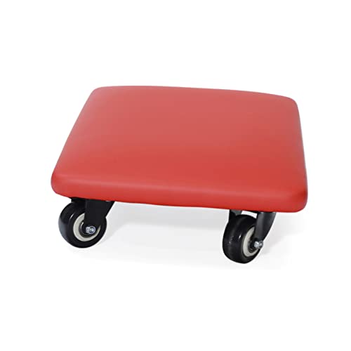 Roller Seat 360 Degree Rotating Low Stool with Wheel Chair PU Leather Universal Swivel Wheels Stool for Home Office Fitness and Garage