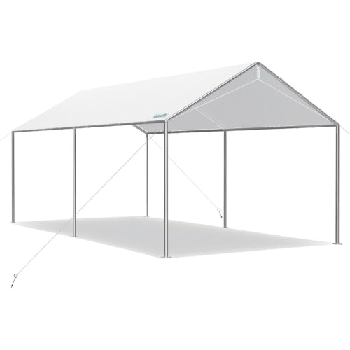 10x15 ft Heavy Duty Car Canopy Galvanized Frame Carport Outdoor Party Tent Boat Shelter with 3 Reinforced Steel Cables