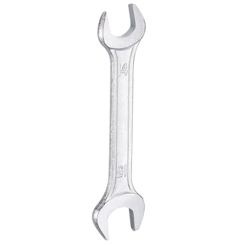 Double Open End Wrench 14mm x 15mm Metric 15 Degree Offset Angle Small Flat Head Wrench Galvanizing Open Ended Spanner for Automotive Repair Furniture Assembly
