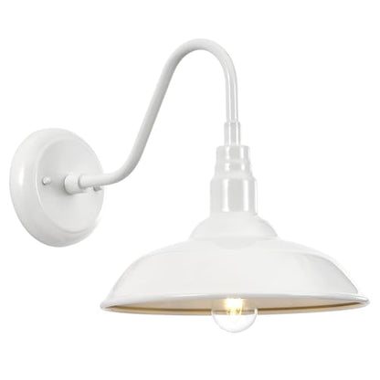 10 Inch Dome Outdoor Gooseneck Barn Light Fixture White Exterior Barn Wall Lantern
