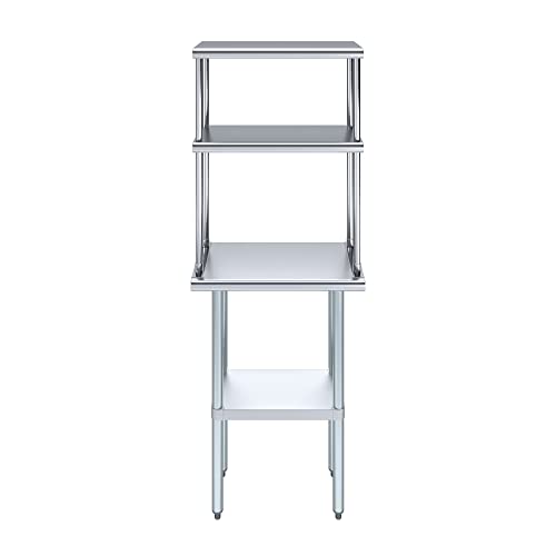 Stainless Steel Work Table Double Tier Overshelf