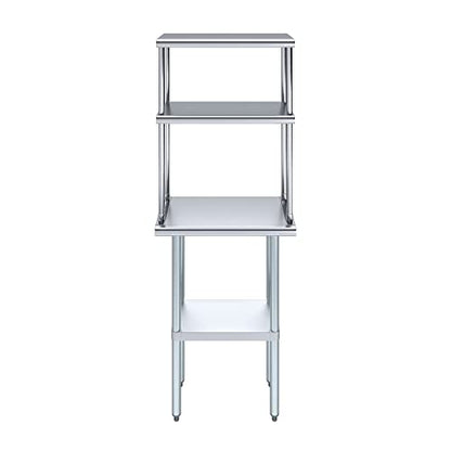 Stainless Steel Work Table Double Tier Overshelf