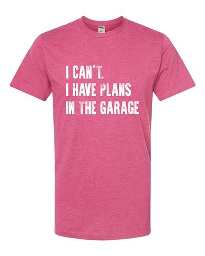 XXX Large Fuchsia Mens I Can't I Have Plans in The Garage Funny Dad Gift Deluxe Soft T