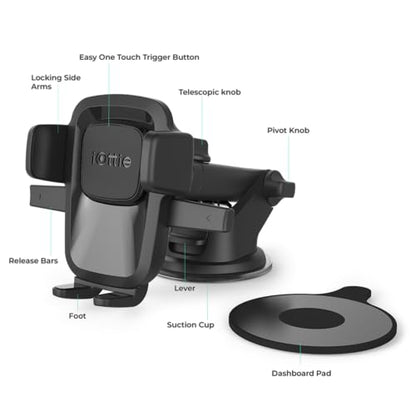 Easy One Touch Classic Dash & Windshield Universal Car Mount Phone Holder Desk Stand for iPhone