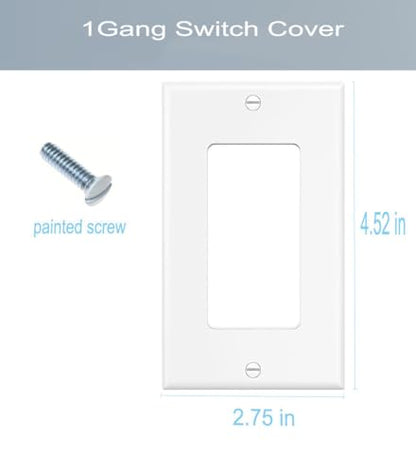 1 Gang Switch Outlet Wall Plate Cover Single Decorator Electrical Faceplate for Light Switch (10 Count)