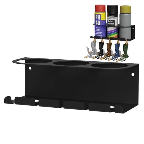 Wall Mount Air Tool Holder with 3 Aerosol Can Storage