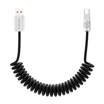 USB A to C 120W Braided Coiled Charging Cable