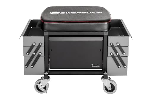 Rolling Seat with Expandable Tool Trays