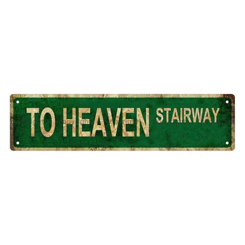TO HEAVEN STAIRWAY SPACE Metal Tin Street Sign Bar Cafe Garage Cave Home Room Wall Bathroom Farmhouse Garden Porch Patio Decor